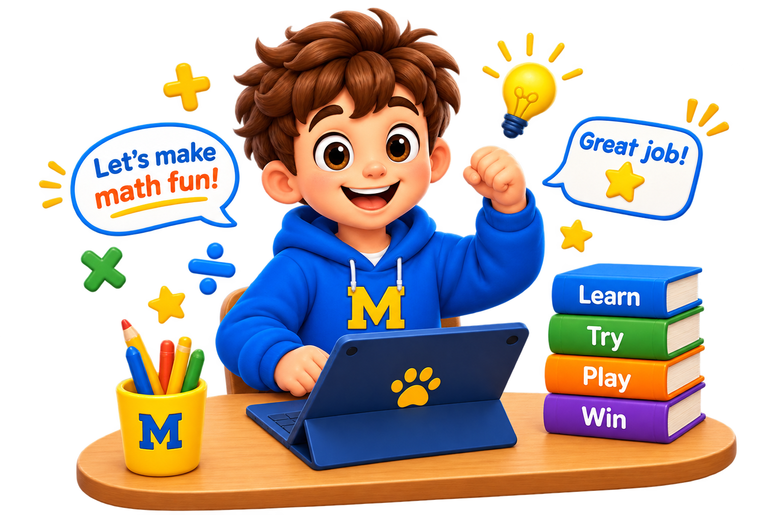 A child enjoying a short focused Max Math practice session